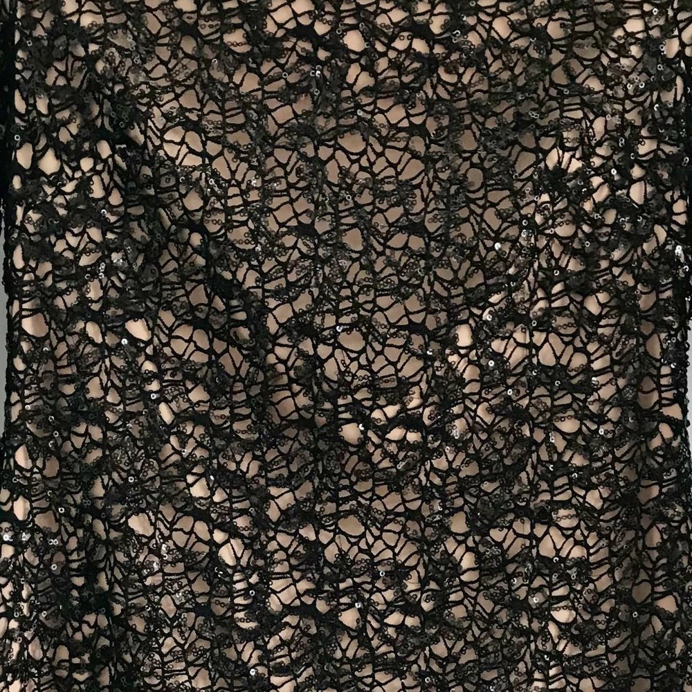New longsleeve sequin mini dress black/nude aidan